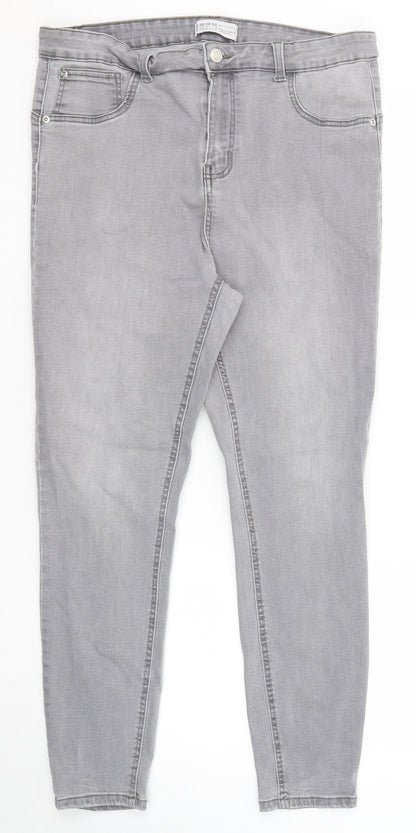 Denim & Co. Womens Grey Cotton Skinny Jeans Size 8 Regular Zip