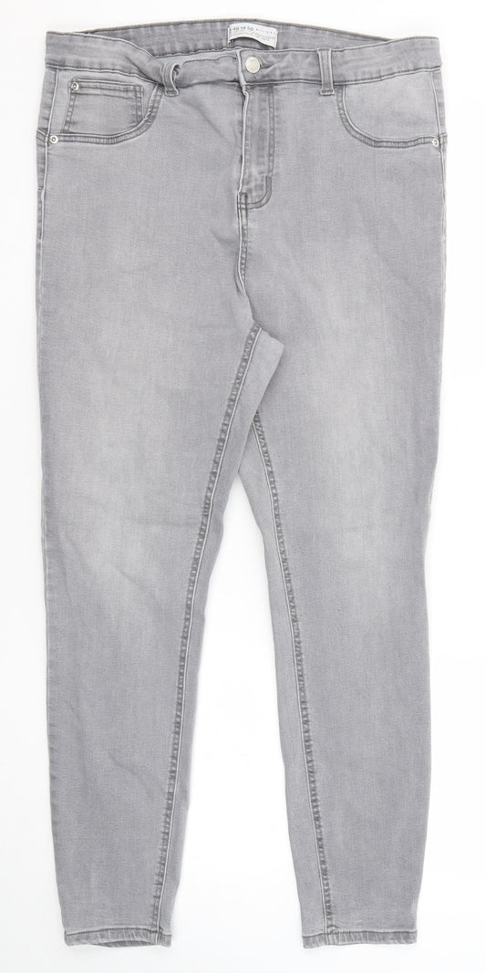 Denim & Co. Womens Grey Cotton Skinny Jeans Size 8 Regular Zip