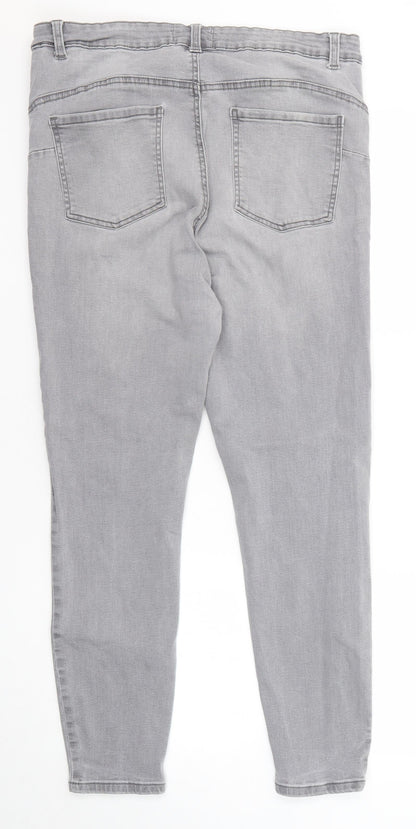 Denim & Co. Womens Grey Cotton Skinny Jeans Size 8 Regular Zip