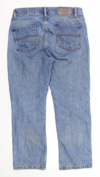 Cotton Traders Mens Blue Cotton Straight Jeans Size 34 in Regular Zip