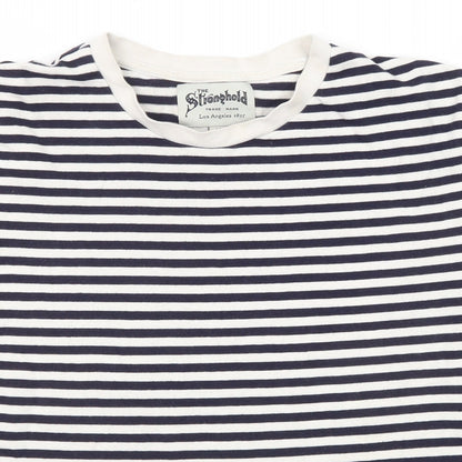 Stronghold Womens Blue Striped Cotton Basic T-Shirt Size M Round Neck