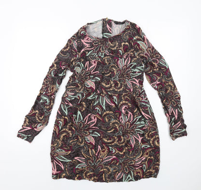 Only Womens Multicoloured Geometric Viscose A-Line Size 6 Round Neck Zip