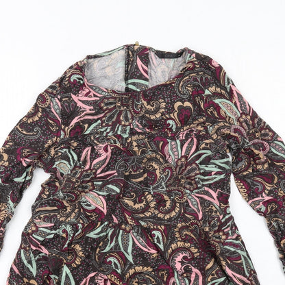 Only Womens Multicoloured Geometric Viscose A-Line Size 6 Round Neck Zip