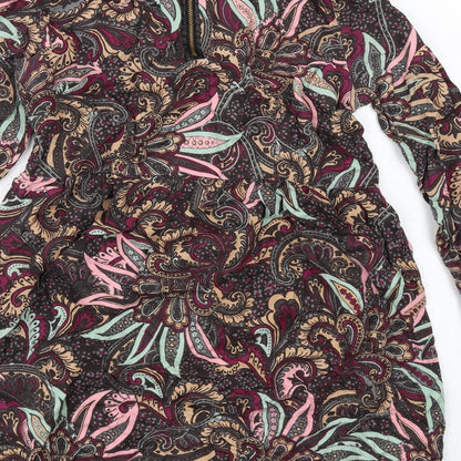 Only Womens Multicoloured Geometric Viscose A-Line Size 6 Round Neck Zip