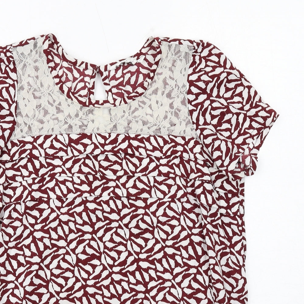 Womens UK Size 10 New Look Red Basic T-Shirt