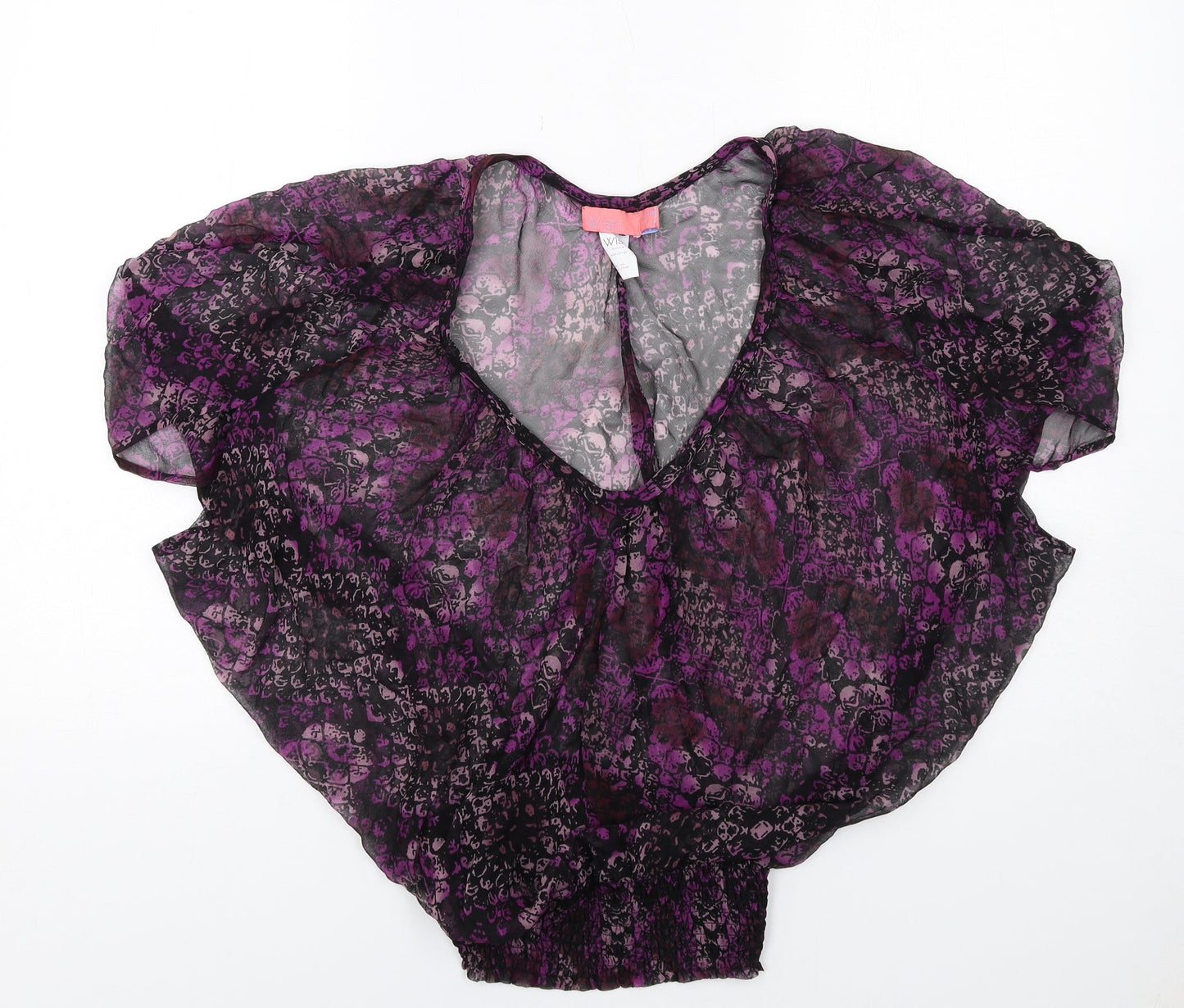 Wish Womens Purple Geometric Polyester Basic Blouse Size S Round Neck