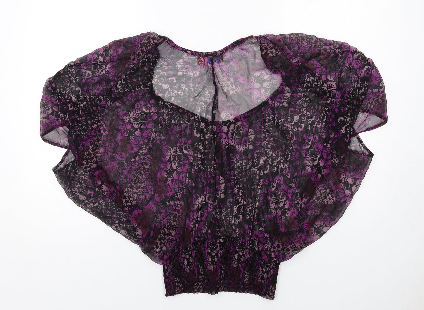Wish Womens Purple Geometric Polyester Basic Blouse Size S Round Neck