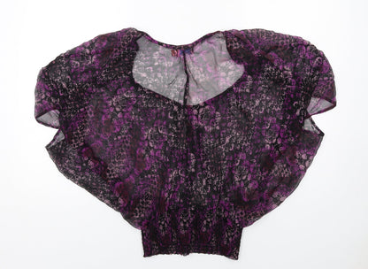 Wish Womens Purple Geometric Polyester Basic Blouse Size S Round Neck