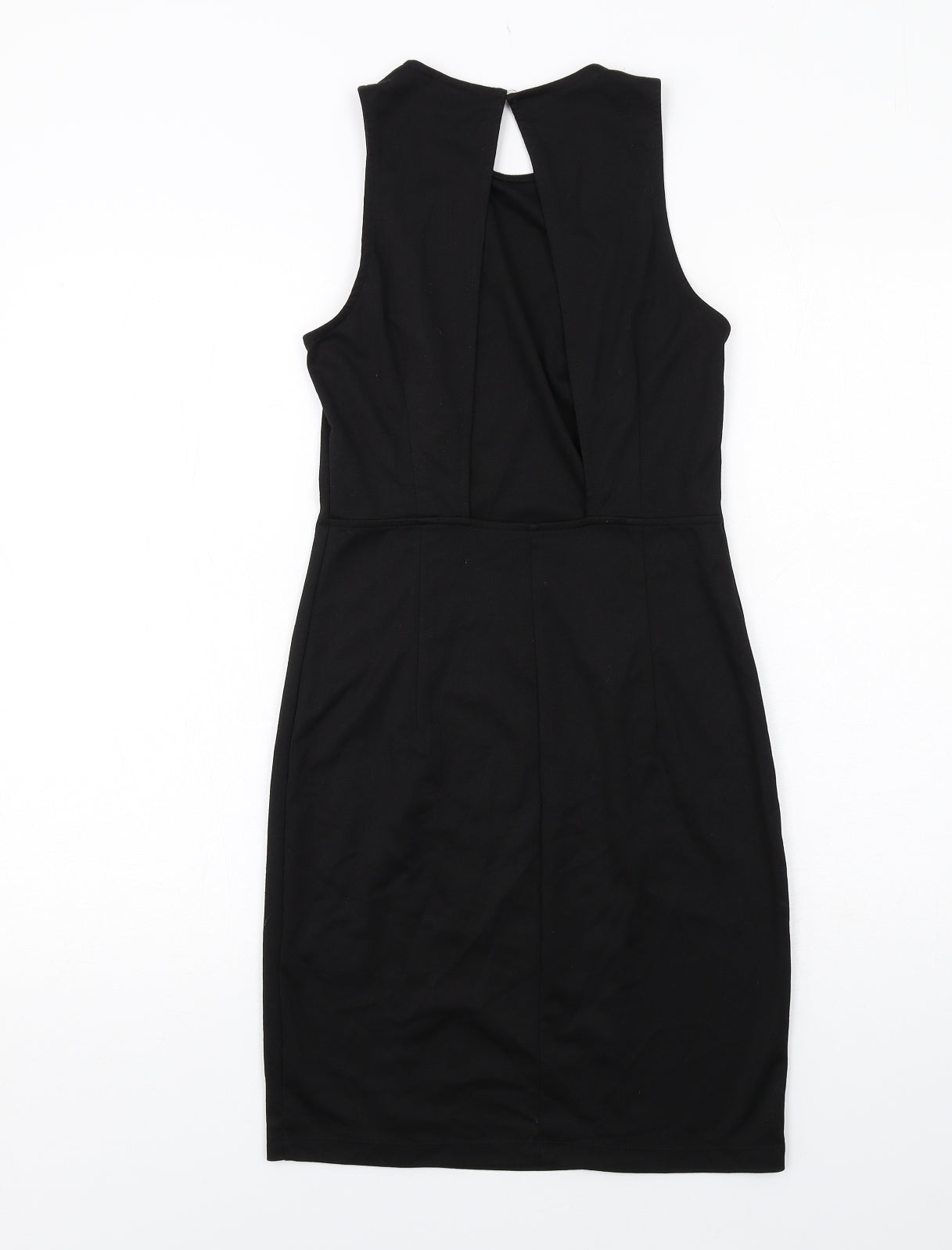 H&M Womens Black Polyester Sheath Size S Boat Neck Button