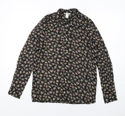 Womens UK Size 8 H&M Black Basic Button-Up