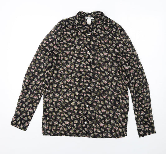 Womens UK Size 8 H&M Black Basic Button-Up