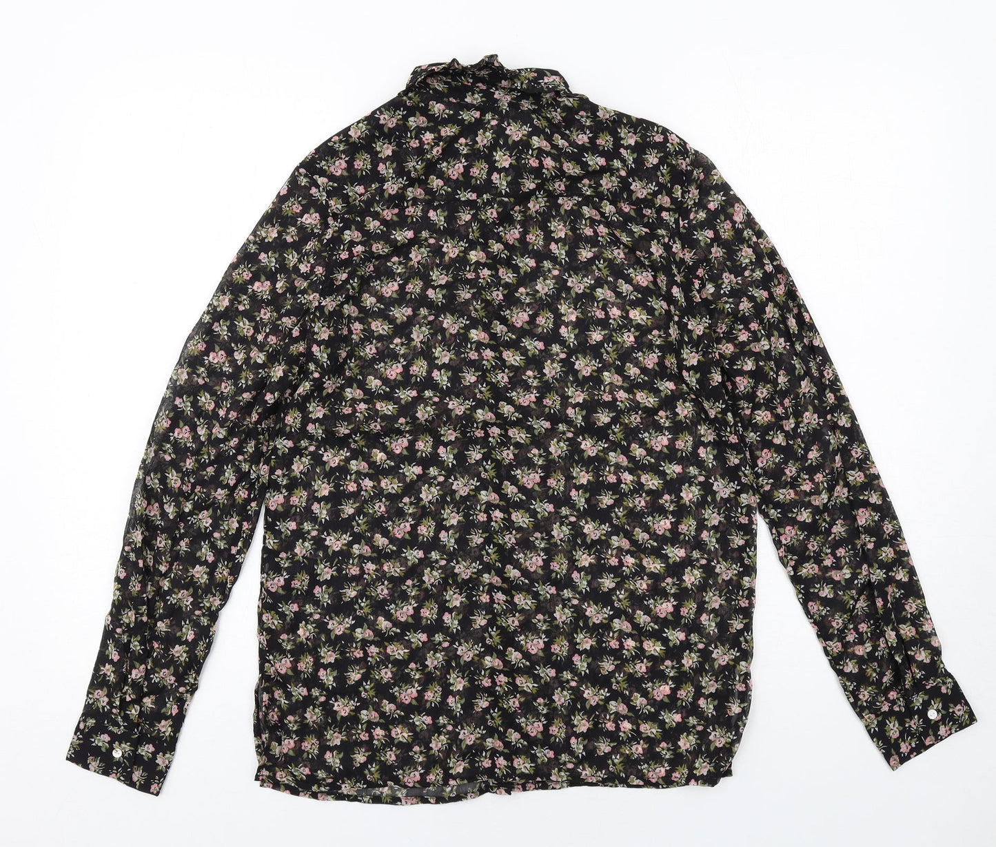 Womens UK Size 8 H&M Black Basic Button-Up