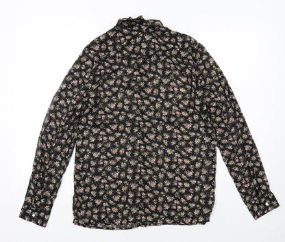 Womens UK Size 8 H&M Black Basic Button-Up