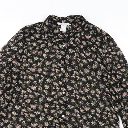 Womens UK Size 8 H&M Black Basic Button-Up