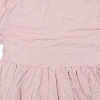 ASOS Womens Pink Cotton T-Shirt Dress Size 12 Crew Neck Pullover