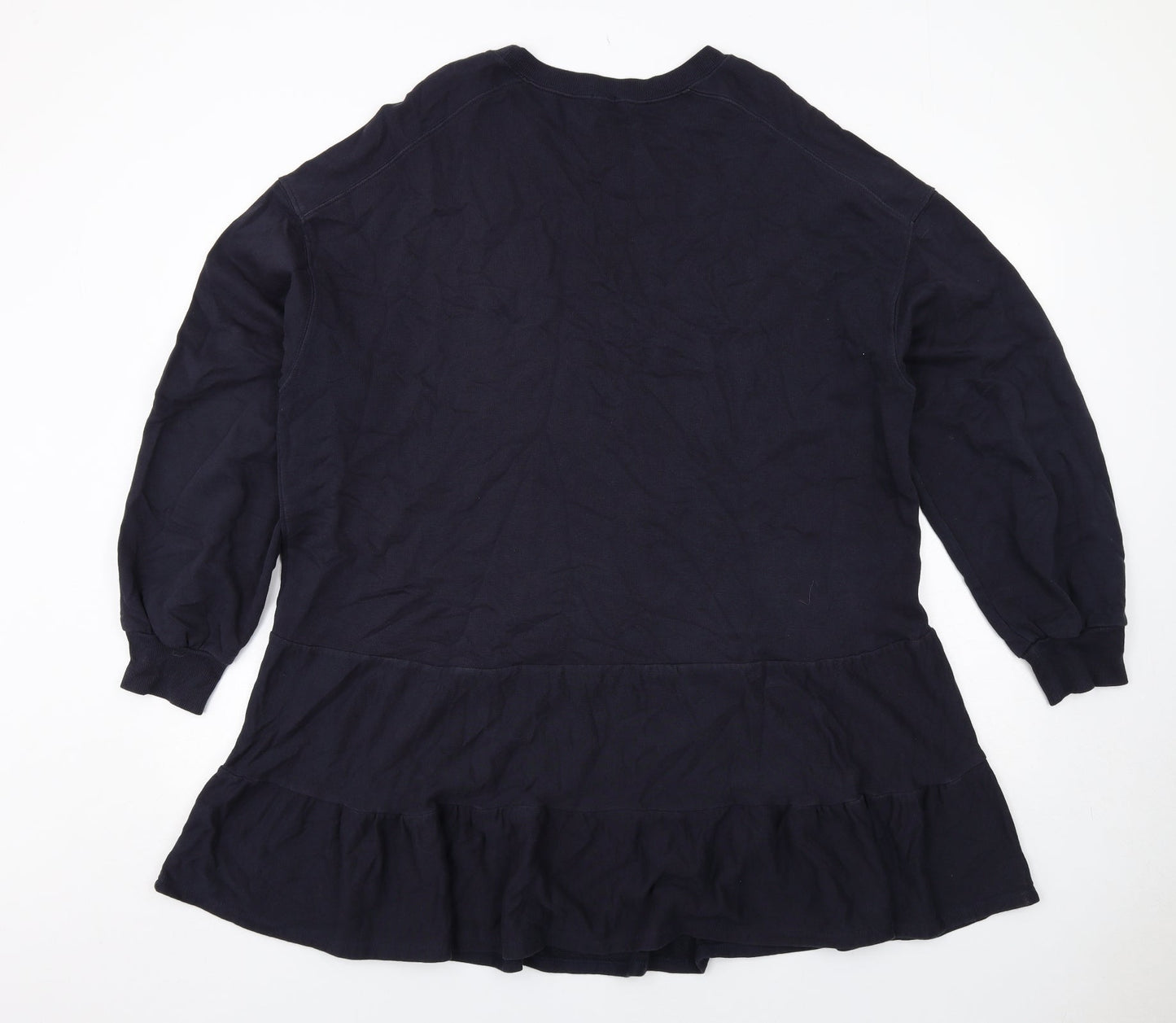 River Island Womens Blue Cotton Trapeze & Swing Size L Boat Neck Pullover