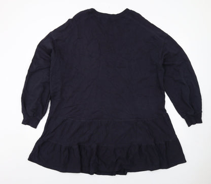 River Island Womens Blue Cotton Trapeze & Swing Size L Boat Neck Pullover