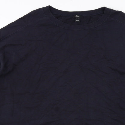 River Island Womens Blue Cotton Trapeze & Swing Size L Boat Neck Pullover