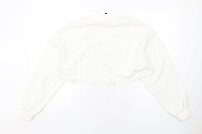 H&M Womens White Cotton Pullover Sweatshirt Size M Pullover - Karma & Magic