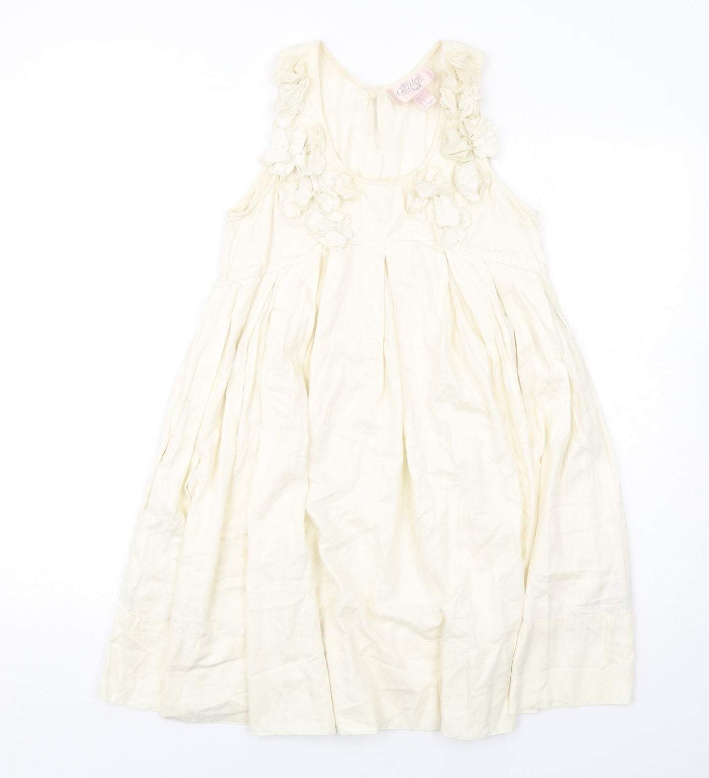 H&M Womens Ivory Cotton A-Line Size 6 Scoop Neck Button