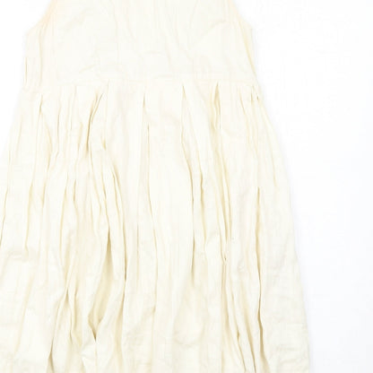 H&M Womens Ivory Cotton A-Line Size 6 Scoop Neck Button