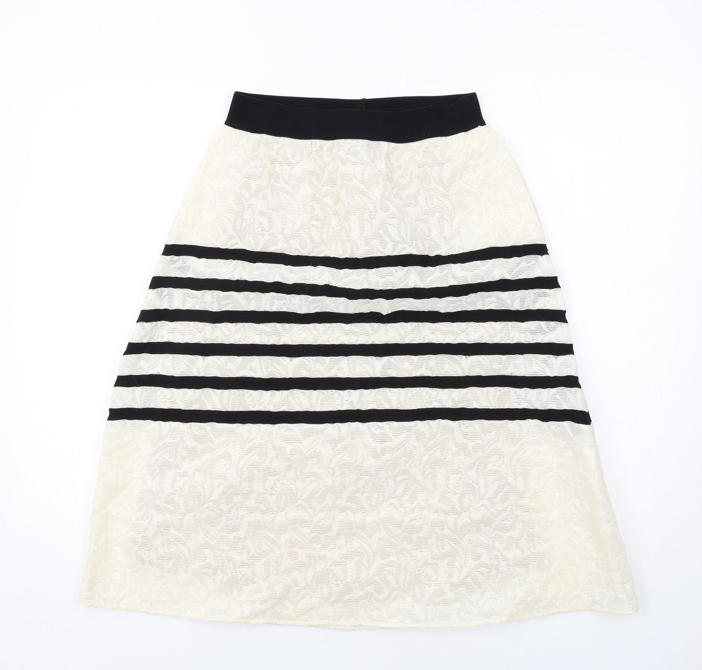 Jijil Womens Ivory Striped Acrylic Swing Skirt Size 12