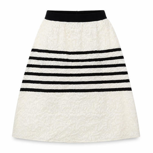 Jijil Womens Ivory Striped Acrylic Swing Skirt Size 12