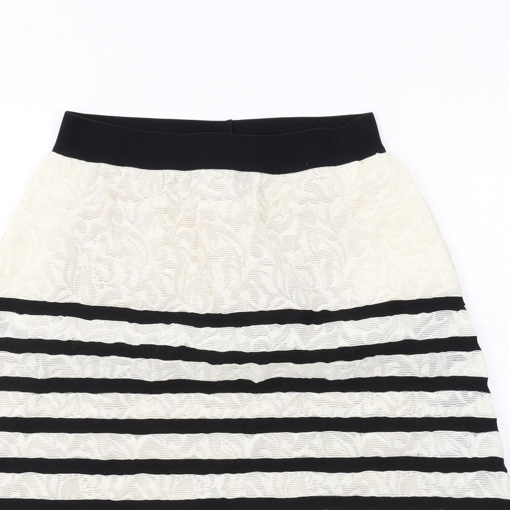 Jijil Womens Ivory Striped Acrylic Swing Skirt Size 12