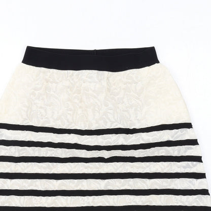 Jijil Womens Ivory Striped Acrylic Swing Skirt Size 12