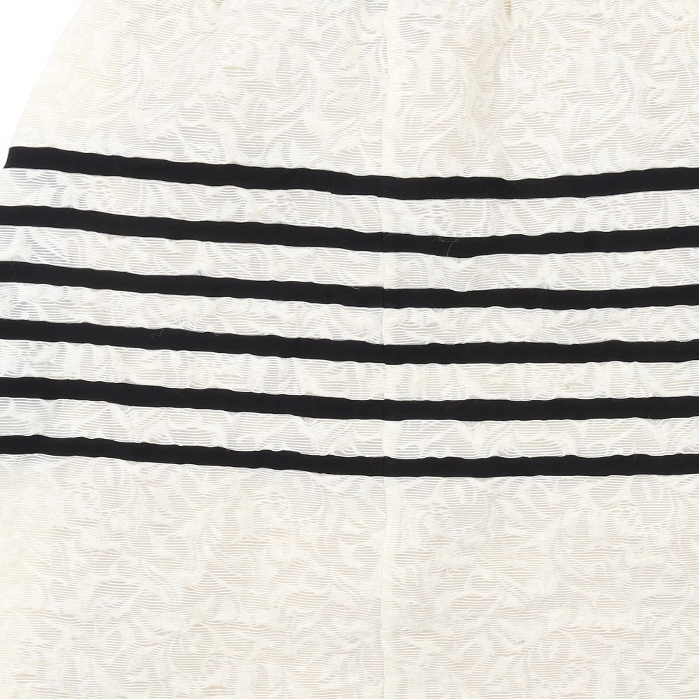 Jijil Womens Ivory Striped Acrylic Swing Skirt Size 12