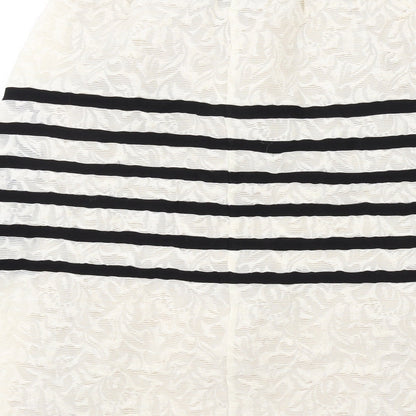 Jijil Womens Ivory Striped Acrylic Swing Skirt Size 12