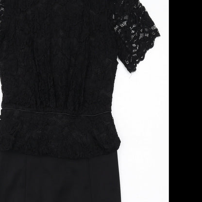 Phase Eight Womens Black Nylon Shift Size 10 Round Neck Zip