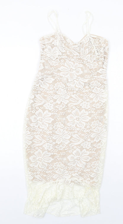 In the Style Womens White Polyester Shift Size 8 V-Neck Pullover