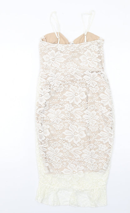 In the Style Womens White Polyester Shift Size 8 V-Neck Pullover