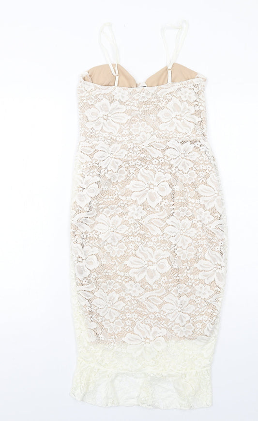 In the Style Womens White Polyester Shift Size 8 V-Neck Pullover