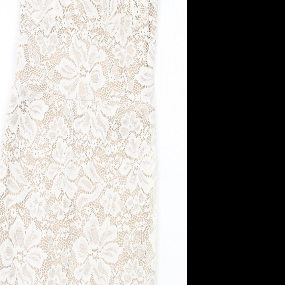 In the Style Womens White Polyester Shift Size 8 V-Neck Pullover