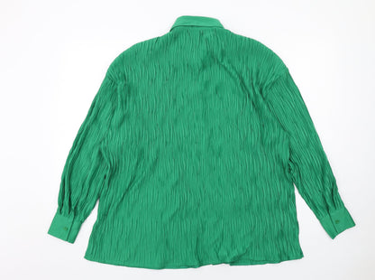 I SAW IT FIRST Womens Green Cotton Basic Button-Up Size 10 Collared