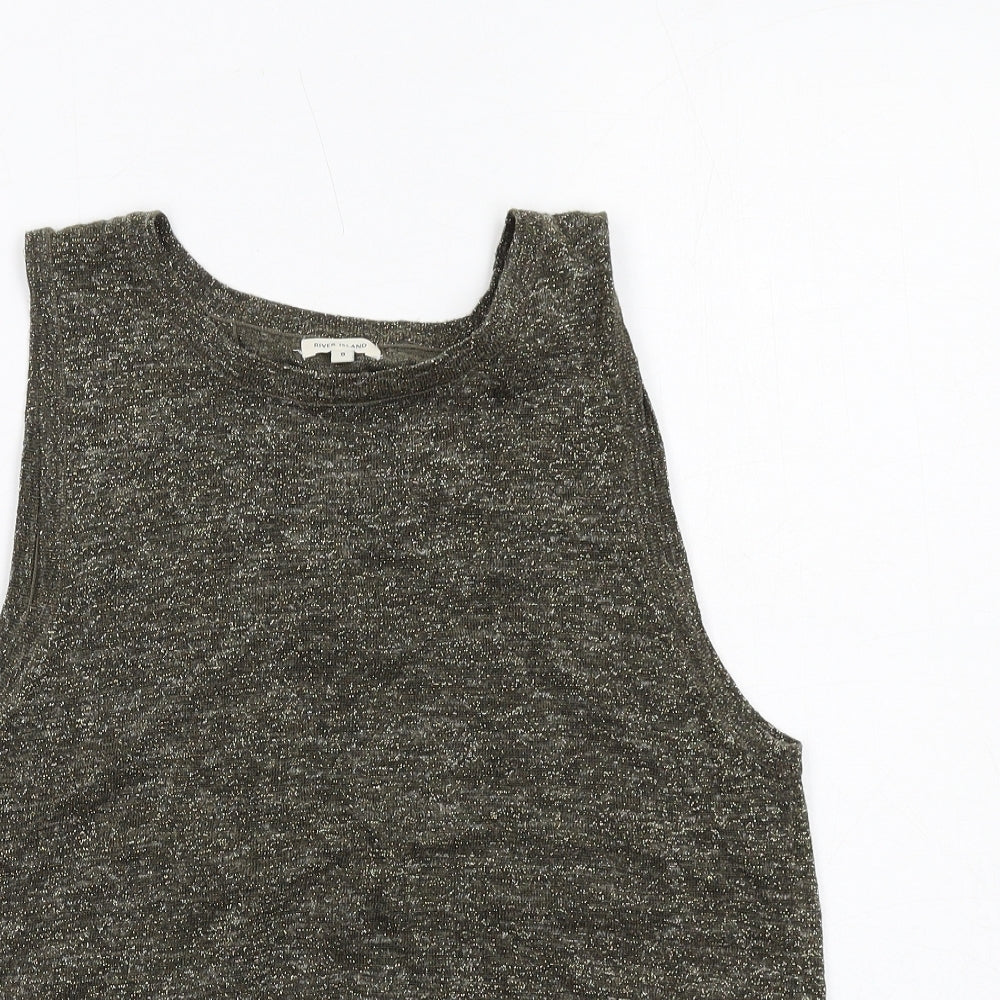 Womens UK Size 8 River Island Green Basic Tank