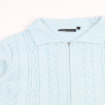 Womens UK Size M Lauren Taylor Blue Full Zip Jumper
