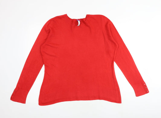 BHS Womens Red Round Neck Acrylic Pullover Jumper Size 14