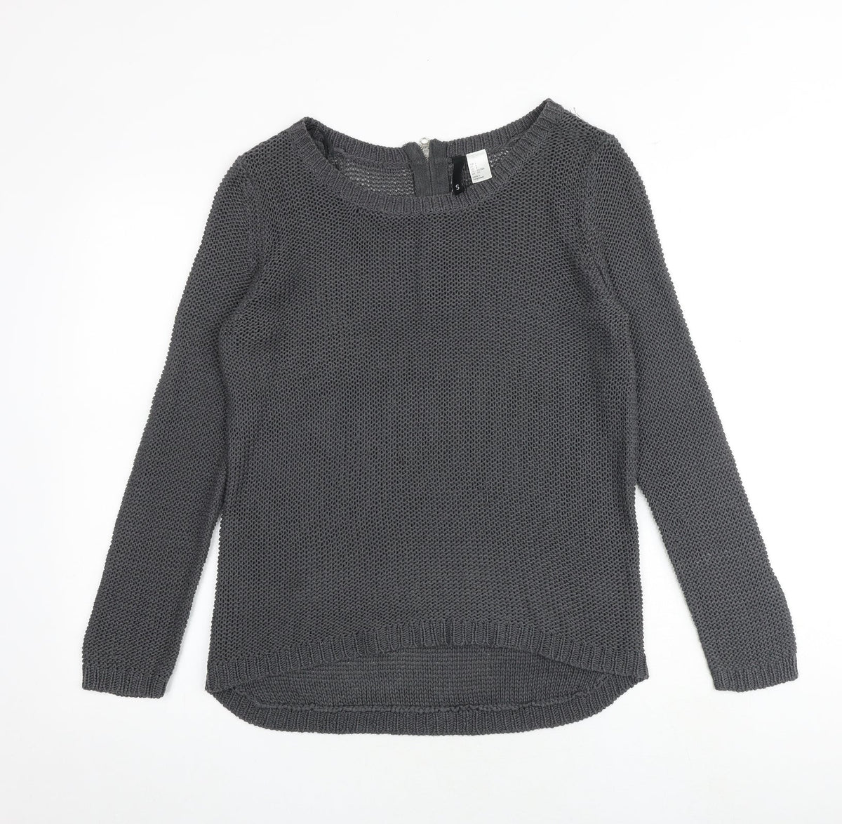 H&M Womens Grey Round Neck Acrylic Pullover Jumper Size S