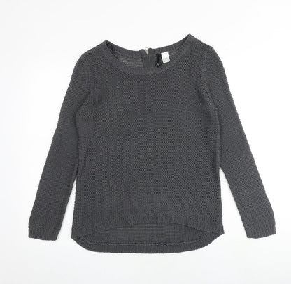 H&M Womens Grey Round Neck Acrylic Pullover Jumper Size S