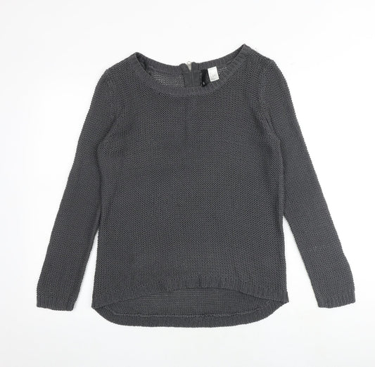 H&M Womens Grey Round Neck Acrylic Pullover Jumper Size S