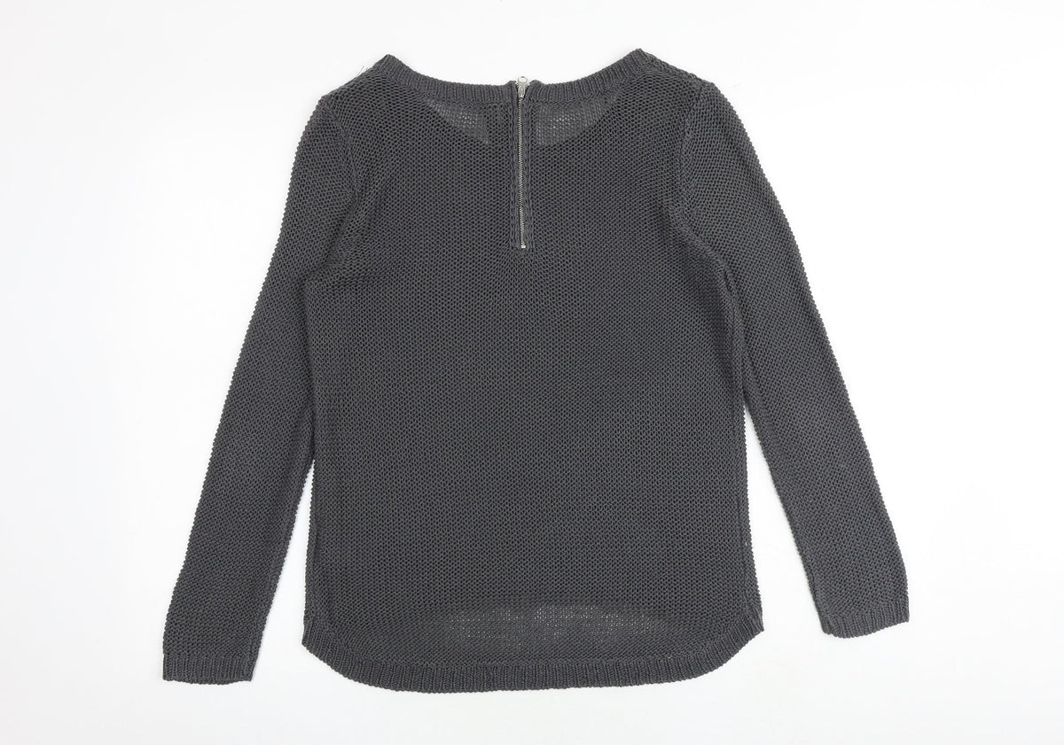H&M Womens Grey Round Neck Acrylic Pullover Jumper Size S