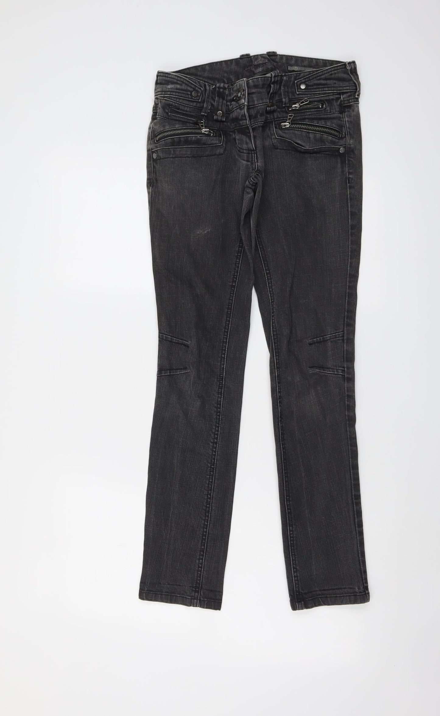 River Island Womens Grey Cotton Straight Jeans Size 8 L29 in Regular Button