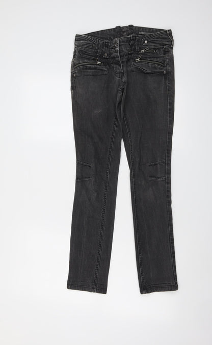 River Island Womens Grey Cotton Straight Jeans Size 8 L29 in Regular Button