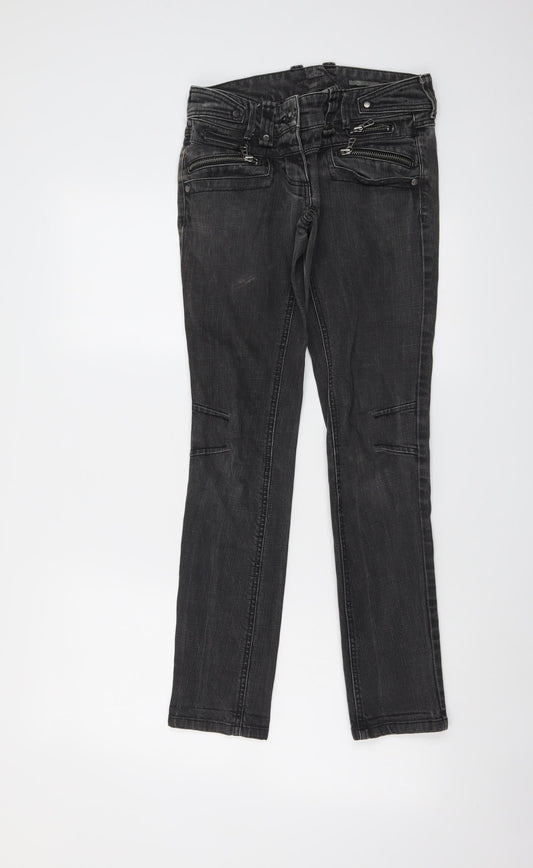 River Island Womens Grey Cotton Straight Jeans Size 8 L29 in Regular Button