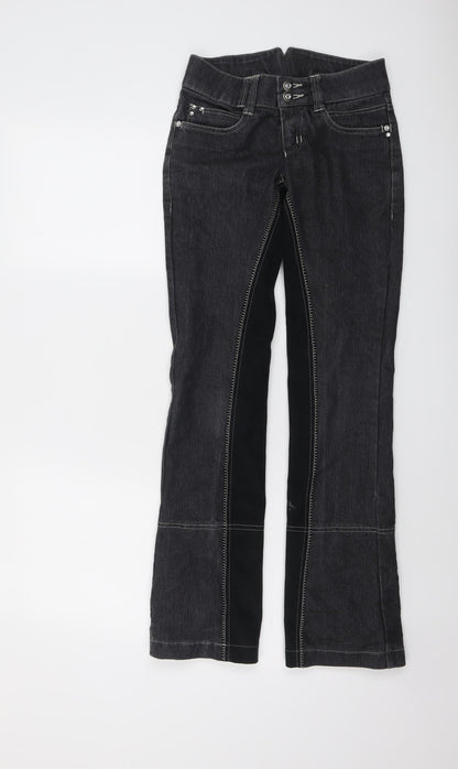 HKM Girls Grey Cotton Bootcut Jeans Size 10-11 Years Regular Button