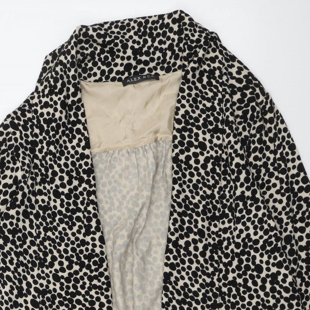 ALEX&CO Womens Black V-Neck Geometric Viscose Cardigan Jumper Size 14