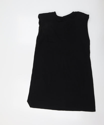 Stradivarius Womens Black Cotton Tank Dress Size M Round Neck Pullover